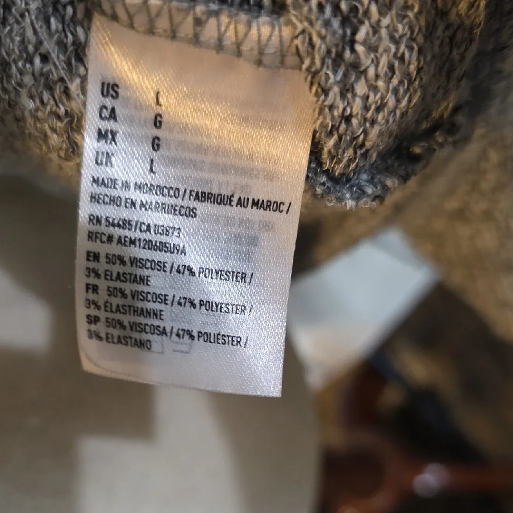 American‎ Eagle Gray Hooded Open Front Knit Cardigan Sweater Size L